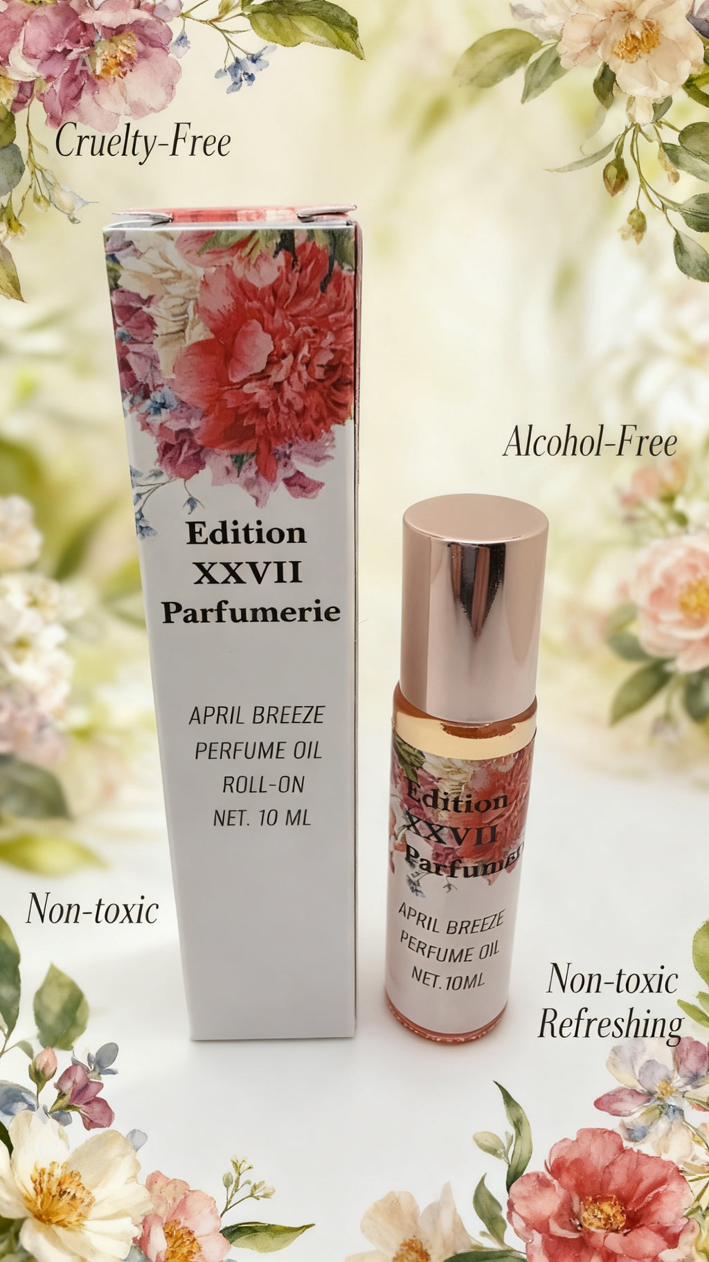 April Breeze Perfume Oil crafted with a floral and fresh scent profile Roll-On. This blend combines the delicate beauty of Ylang- ylang, Jasmine, Rose and Lemon- Net. 10 ML