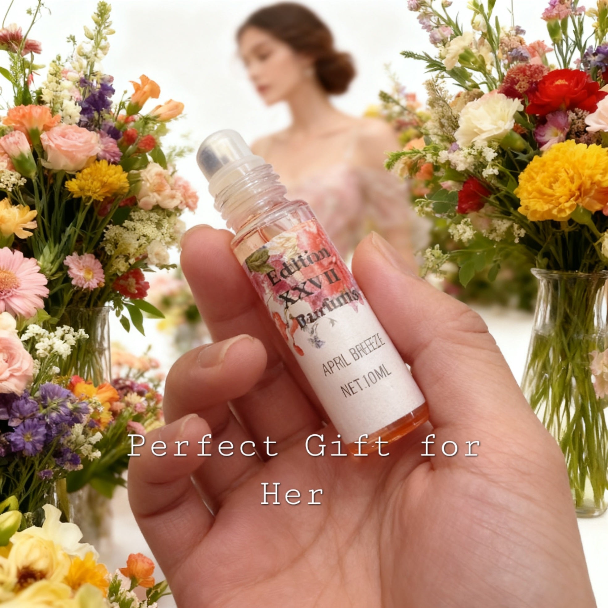 April Breeze Perfume Oil crafted with a floral and fresh scent profile Roll-On. This blend combines the delicate beauty of Ylang- ylang, Jasmine, Rose and Lemon- Net. 10 ML