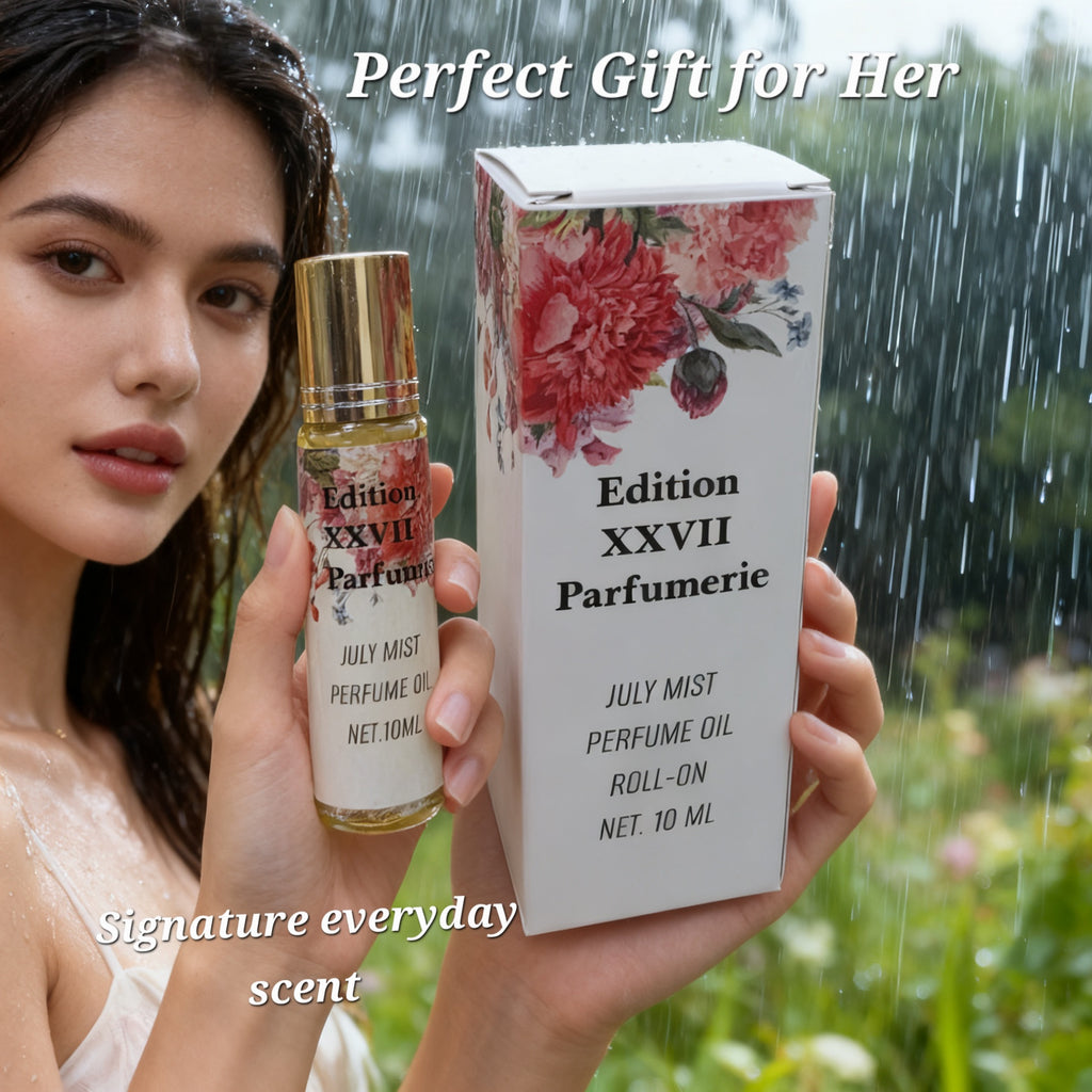 July Mist Perfume Oil capture the gentle beauty of a summer morning with Jasmine, Lilac, and Citrus blend in Jojoba Oil- Alcohol free - Net. 10 ML