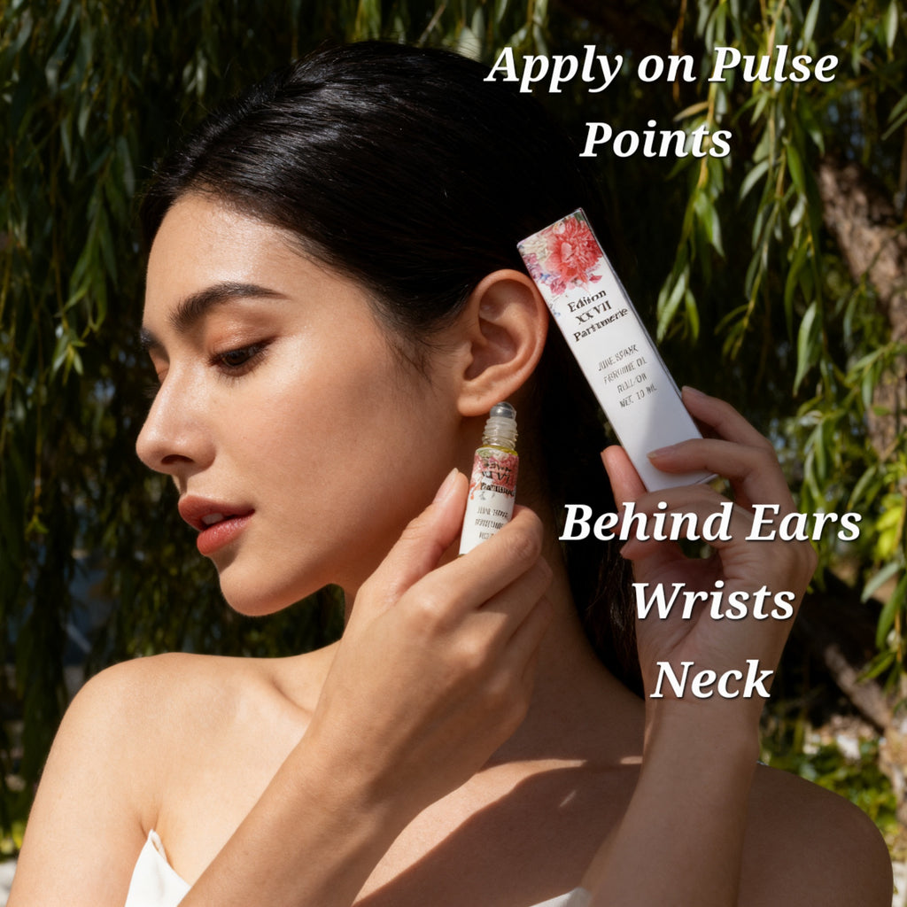 June Spark Perfume Oil Roll-on. This elegant fragrance combines the delicate beauty of Magnolia and Jasmine with the uplifting freshness of Orange. Net. 10 ML