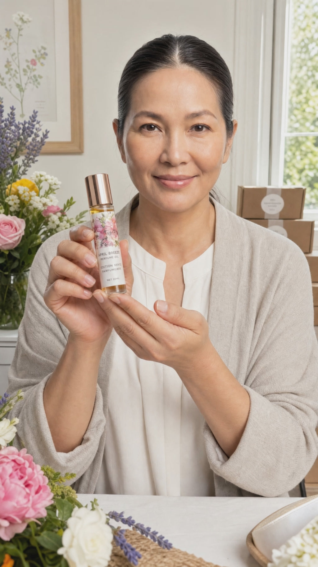 April Breeze Perfume Oil crafted with a floral and fresh scent profile Roll-On. This blend combines the delicate beauty of Ylang- ylang, Jasmine, Rose and Lemon- Net. 10 ML